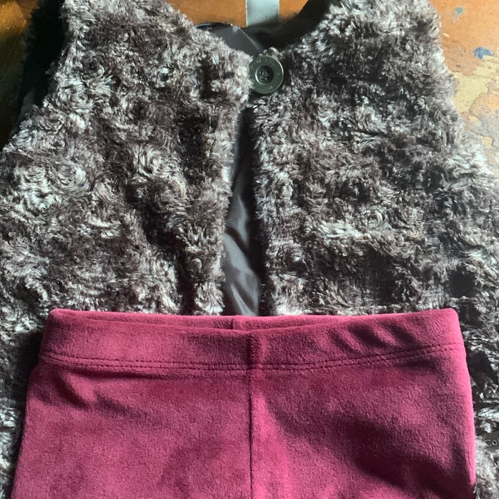 Bundle of Pretty faux fur vest fully line for toddler w/ velvet feel pants